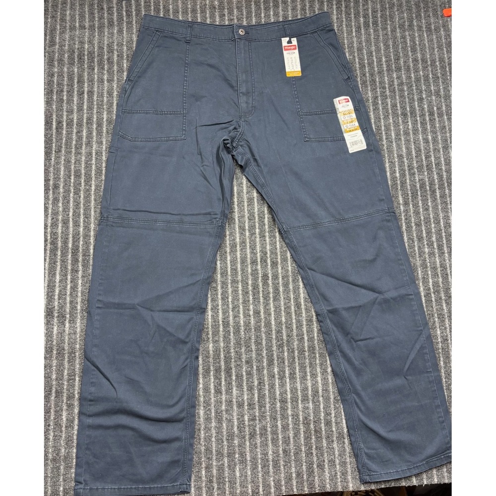 Wrangler Mens Five Star Utility Relaxed Fit Pants 38x34 Navy Blue Flex Cotton